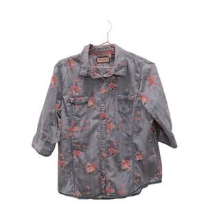 Legacy Falls snap top size medium 3/4 Sleeve Floral Denim Blouse